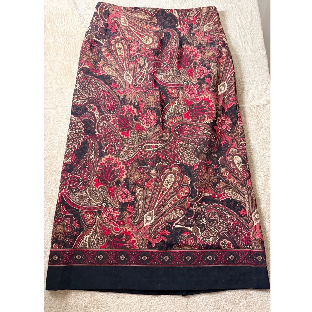 Briggs New York Petite Paisley Skirt Size 12P 90s Witchy Fall Dark Academia
